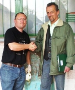 CBI Polymers Robert Harrison meets Devecser Deputy Mayor Laszlo Kovacs.