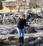 Duke graduate student Laura Ruhl collected samples more than 1 year ago from a site affected by the TVA coal sludge spill. Photo by Avner Vengosh