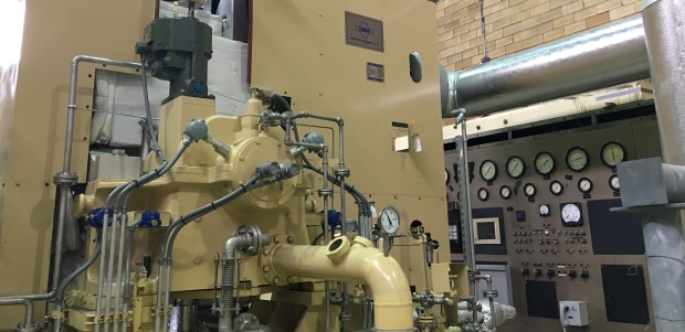 This photo shows a back pressure steam turbine in the Kendall Cogeneration Station, a key component of ensuring the plant does not dump hot water into the Charles River. (Veolia North America photo)