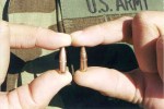 The military began substituting tungsten (left) for lead cores in bullets after 1999.