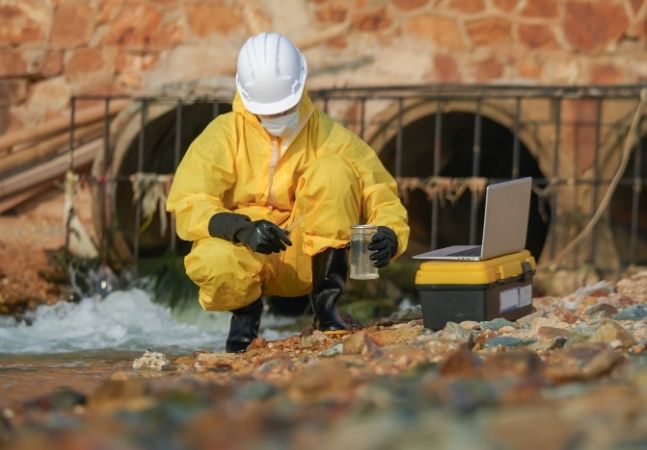 Scientist conducting groundwater test