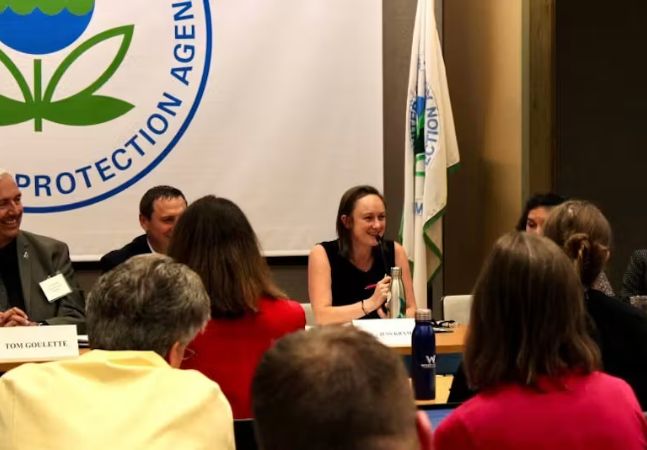 EPA Assistant Administrator for Water Jess Kramer at an EPA roundtable on water infrastructure programs