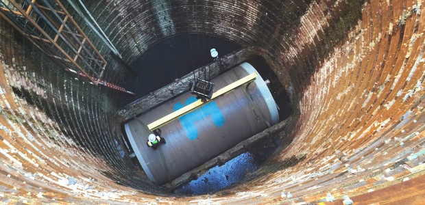 The Northside Sewer Relief Tunnel reached depths of 50 to 60 feet below grade.  