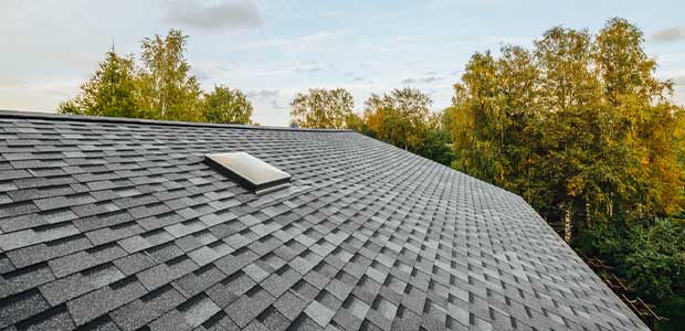 up close view of a roof with shingles