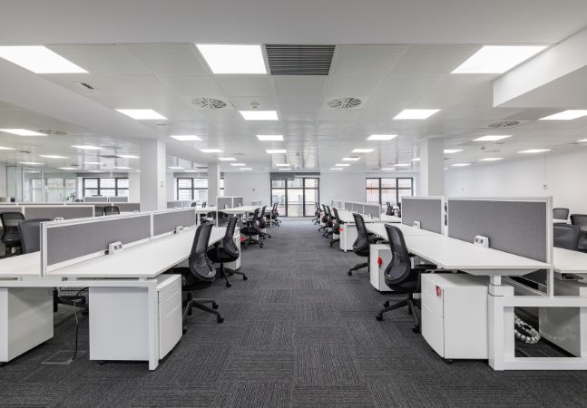 Modern office space with desks and chairs