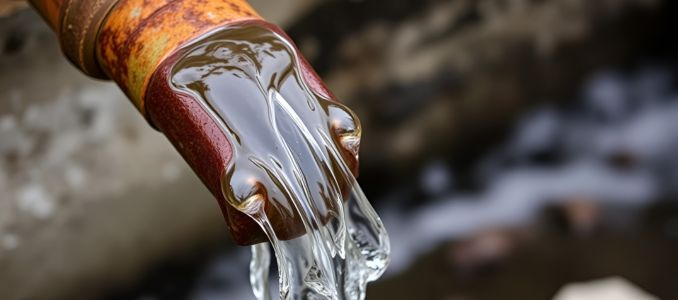 Rusty Pipe Spewing Water