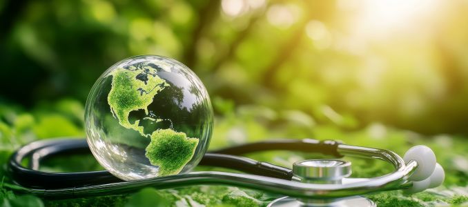Green Globe with Stethoscope