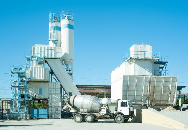 Truck in front of a concrete plant