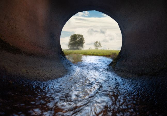 Shot of the inside of a sewer pipe