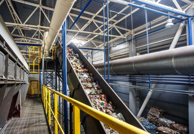 Waste being recycled in facility 