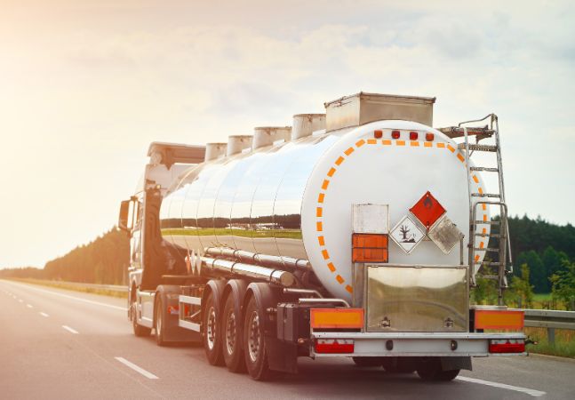 Truck transporting industrial waste